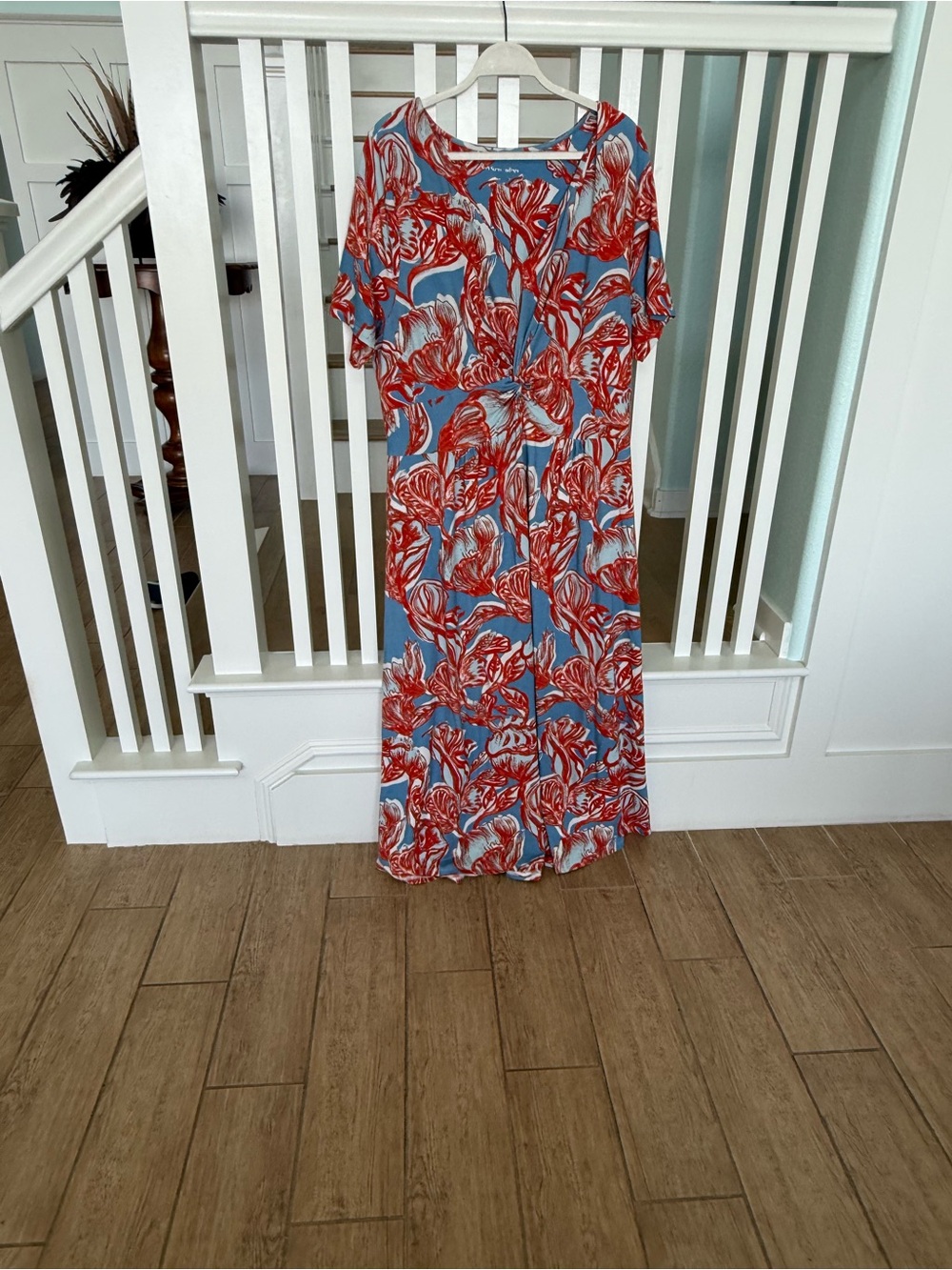 Soft Surroundings Blue and Red Floral Maxi dress;2x